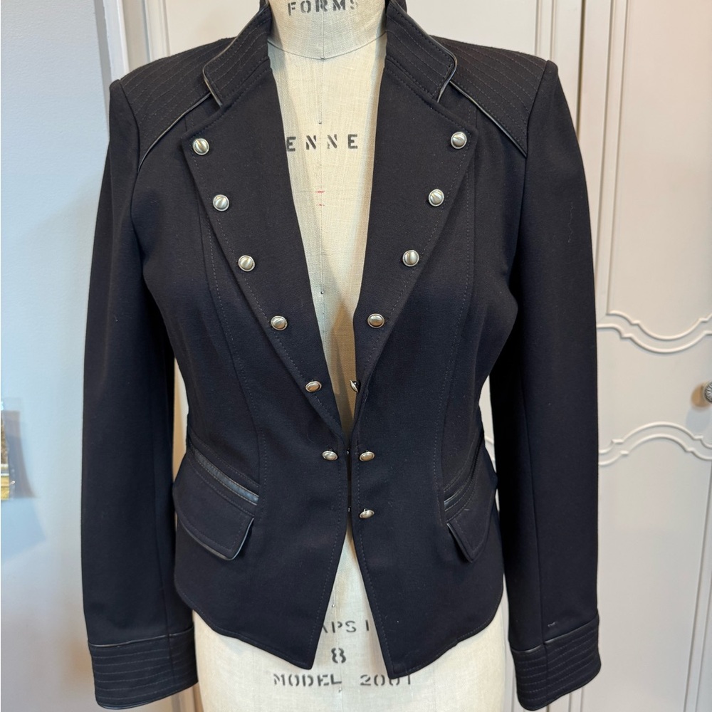 White House Black Market military inspired Black Buttoned Blazer with peplum